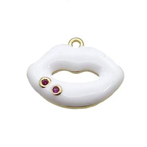 Copper Lips Pendant White Enamel Gold Plated, approx 12-16.5mm [FN34236]