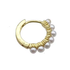 Copper Hoop Earring With Pearlized Glass Gold Plated, approx 3mm, 14mm dia [FN34264]