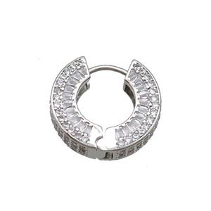 Copper Hoop Earring Pave Zircon Platinum Plated, approx 18mm dia [FN34271]