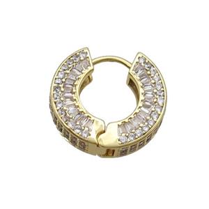 Copper Hoop Earring Pave Zircon Gold Plated, approx 18mm dia [FN34272]