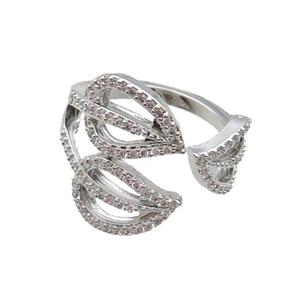 Copper Ring Pave Zircon Platinum Plated, approx 9-12mm [FN34278]