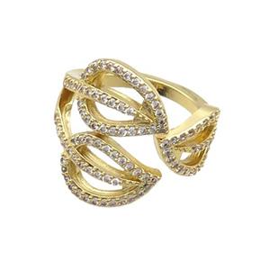 Copper Ring Pave Zircon Gold Plated, approx 9-12mm [FN34279]