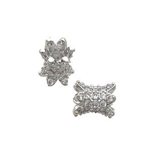 Copper Beadcaps Pave Zircon Large Hole Platinum Plated, approx 7-7.5mm, 3mm hole [FN34298]