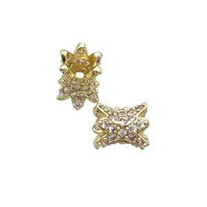 Copper Beadcaps Pave Zircon Gold Plated, approx 7-7.5mm, 3mm hole [FN34299]