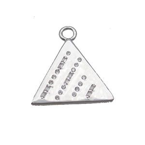 Copper Triangle Pendant Pave Zircon Platinum Plated, approx 22mm [FN34305]