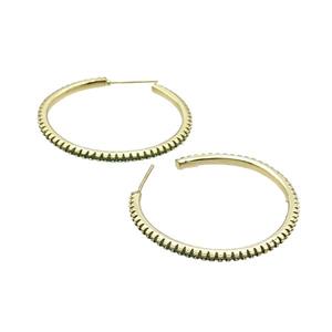 Copper Stud Earring Pave Zircon Circle Gold Plated, approx 35mm dia [FN34323]