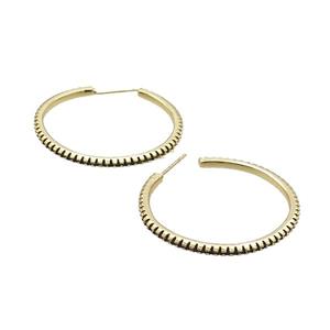Copper Stud Earring Pave Zircon Circle Gold Plated, approx 35mm dia [FN34324]