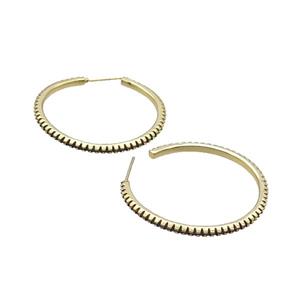 Copper Stud Earring Pave Zircon Circle Gold Plated, approx 35mm dia [FN34325]