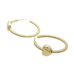 Copper Heart Stud Earring Gold Plated, approx 11mm, 35mm dia [FN34349]