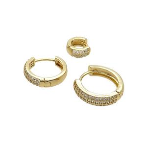 Copper Hoop Earring Pave Zircon Gold Plated, approx 10mm dia [FN34353-10MM]