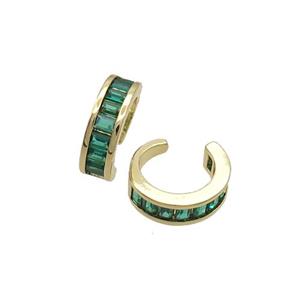 Copper Clip Earring Pave Green Zircon Gold Plated, approx 13.5mm dia [FN34378]