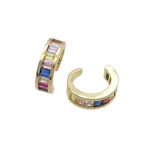Copper Clip Earring Pave Multicolor Zircon Gold Plated, approx 13.5mm dia [FN34379]