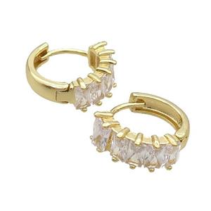 Copper Hoop Earring Pave Zircon Gold Plated, approx 17mm dia [FN34380]