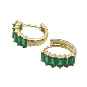 Copper Hoop Earring Pave Green Zircon Gold Plated, approx 17mm dia [FN34384]