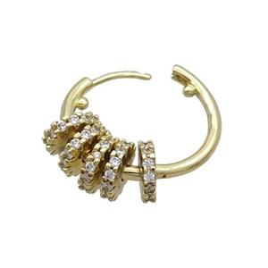 Copper Hoop Earring Pave Zircon Gold Plated, approx 8mm, 20mm dia [FN34389]