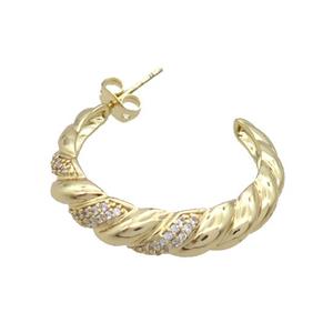 Copper Stud Earring Pave Zircon Gold Plated, approx 30mm dia [FN34406]