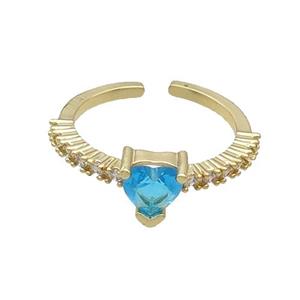 Copper Rings Pave Aqua Zircon Gold Plated, approx 7mm, 18mm dia [FN34412]