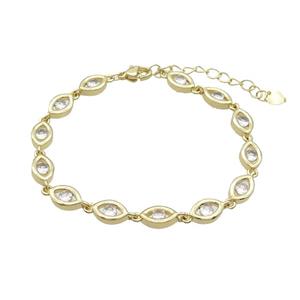 Copper Bracelets Pave Zircon Oval Gold Plated, approx 6-9mm, 17-22cm length [FN34432]