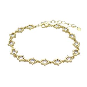 Copper Bracelets Pave Zircon Hand Gold Plated, approx 8mm, 17-22cm length [FN34435]