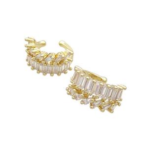 Copper Clip Earring Pave Zircon Gold Plated, approx 9mm, 14mm dia [FN34437]