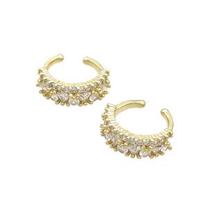 Copper Clip Earring Pave Zircon Gold Plated, approx 5mm, 17mm dia [FN34438]