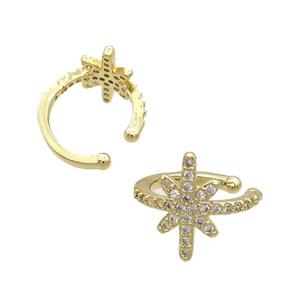 Copper Clip Earring Pave Zircon Gold Plated, approx 8-14mm, 16mm dia [FN34445]