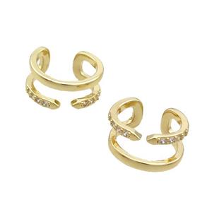 Copper Clip Earring Pave Zircon Gold Plated, approx 8mm, 16mm dia [FN34446]