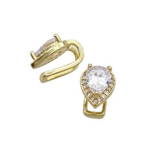 Copper Clip Earring Pave Zircon Gold Plated, approx 10-13mm, 15mm dia [FN34450]
