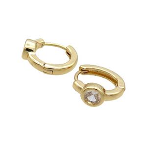 Copper Hoop Earring Pave Zircon Gold Plated, approx 6mm, 15mm dia [FN34451]