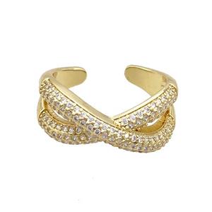 Copper Ring Pave Zircon Gold Plated, approx 10mm, 18mm dia [FN34482]