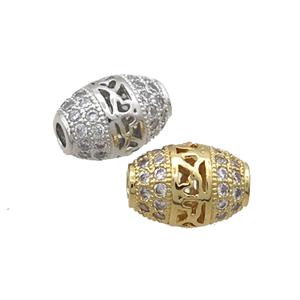Copper Barrel Beads Pave Zircon Mixed, approx 8-11mm [FN34508]