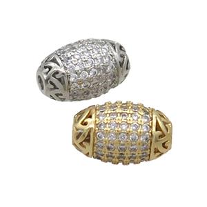 Copper Barrel Beads Pave Zircon Mixed, approx 9-14mm [FN34511]