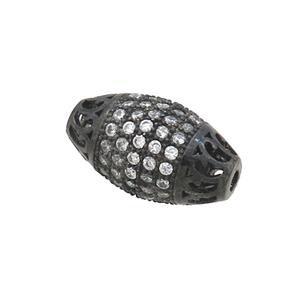 Copper Rice Beads Pave Zircon Black Plated, approx 9-16.5mm [FN34512]
