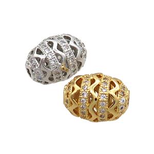 Copper Barrel Beads Pave Zircon Mixed, approx 10-13mm [FN34515]