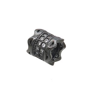 Copper Tube Beads Pave Zircon Large Hole Black Plated, approx 7-8mm, 4mm hole [FN34530]