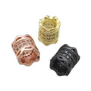 Copper Tube Beads Pave Zircon Large Hole Mixed, approx 7-8mm, 4mm hole [FN34531]