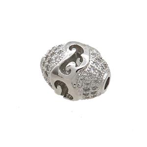 Copper Rice Beads Pave Zircon Platinum Plated, approx 10-12mm [FN34573]