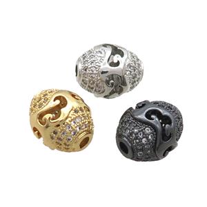 Copper Rice Beads Pave Zircon Mixed, approx 10-12mm [FN34576]