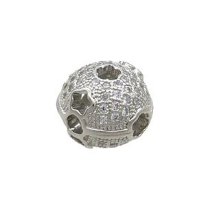 Copper Round Beads Pave Zircon Platinum Plated, approx 10-12mm [FN34583]