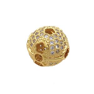 Copper Round Beads Pave Zircon Gold Plated, approx 10-12mm [FN34584]