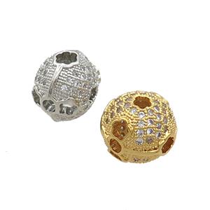 Copper Round Beads Pave Zircon Mixed, approx 10-12mm [FN34585]