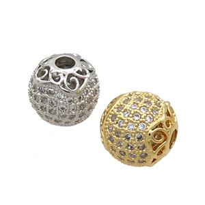 Copper Round Beads Pave Zircon Mixed, approx 12mm dia [FN34588]