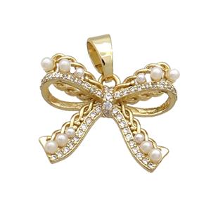 Copper Knot Pendant Pave Zircon Pearlized Resin Gold Plated, approx 17-21mm [FN34599]