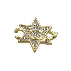 Copper Star Connector Pave Zircon Gold Plated, approx 20mm [FN34600]