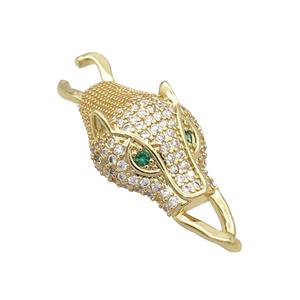 Copper Leopard Connector Pave Zircon Gold Plated, approx 13.5-35mm [FN34601]