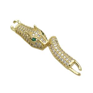 Copper Leopard Connector Pave Zircon Gold Plated, approx 10-50mm [FN34605]
