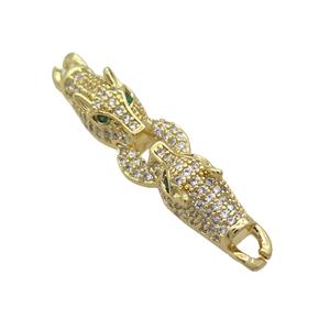 Copper Leopard Connector Pave Zircon Gold Plated, approx 7-40mm [FN34606]