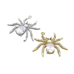 Copper Spider Charms Pendant Pave Zircon Crystal Glass Mixed, approx 24-27mm [FN34615]