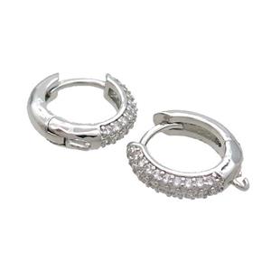 Copper Hoop Earring Pave Zircon Platinum Plated, approx 14.5mm dia [FN34650]