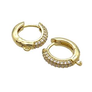 Copper Hoop Earring Pave Zircon Gold Plated, approx 14.5mm dia [FN34651]